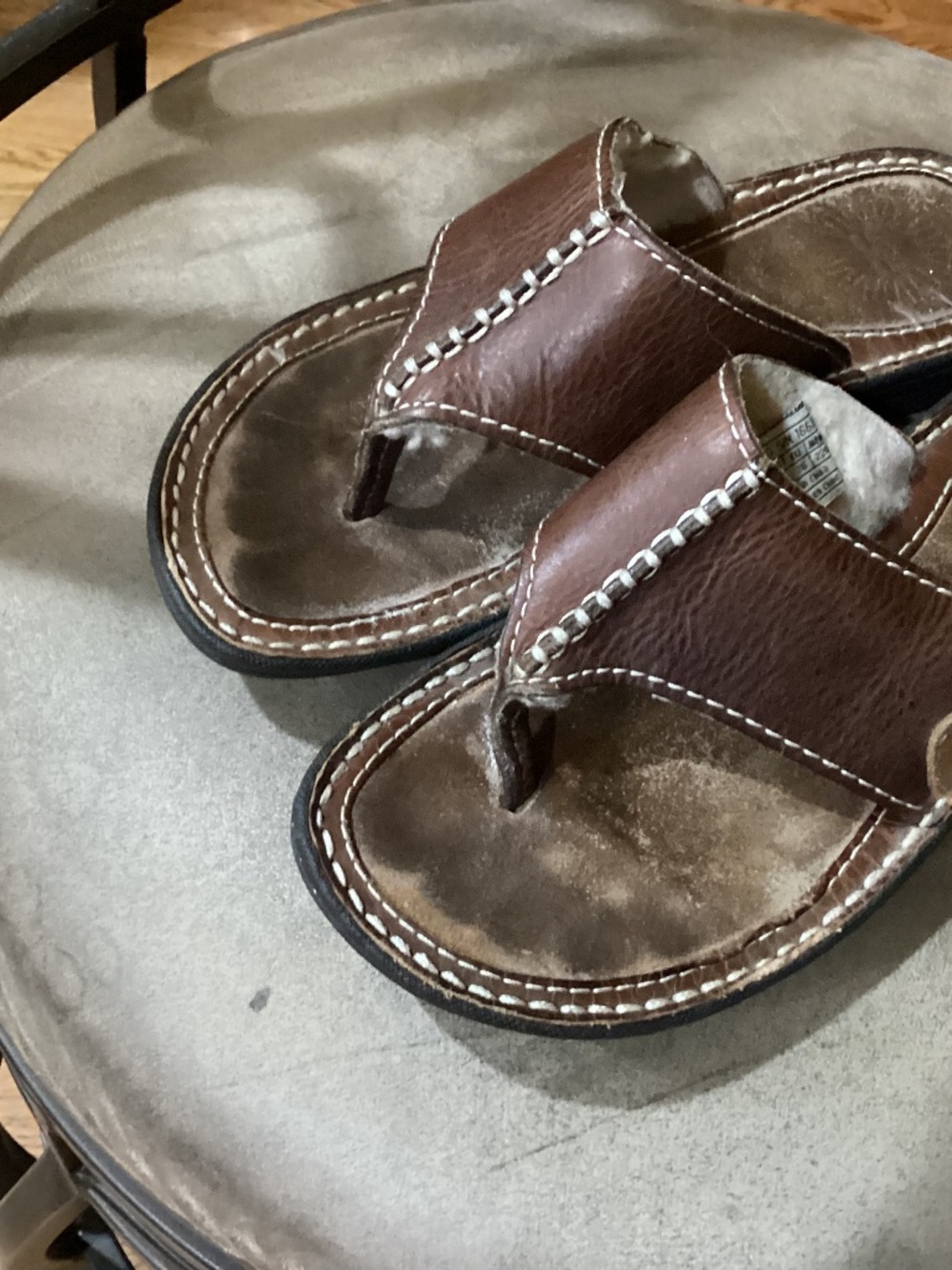 UGG Brown Leather Thong Sandals, size 5